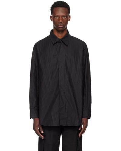 Valentino Garment-pleated Shirt - Black