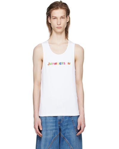JW Anderson White Embroidered Tank Top
