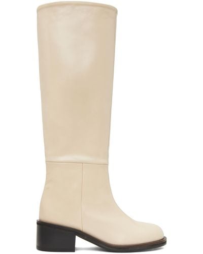 Reike Nen Off- Grained Tall Boots - Natural
