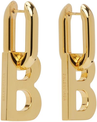 Balenciaga Xs B Chain Earrings - Metallic