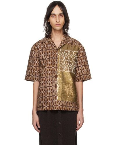 Dries Van Noten Brown Sequin Shirt - Multicolour