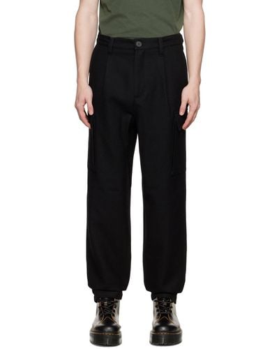 FRAME Black Wide Cargo Trousers