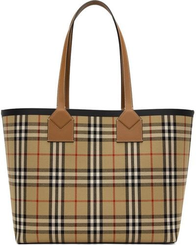 Burberry Medium London Check-pattern Tote Bag - Natural