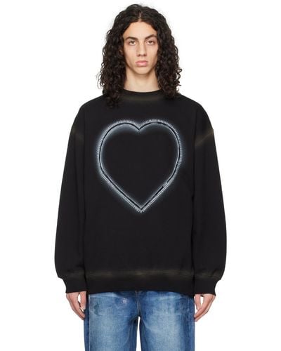we11done Heart Choker Sweatshirt - Black