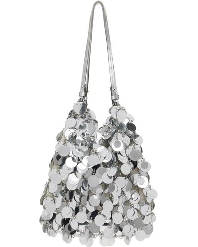 Rabanne Large Sparkle Disc Tote - White