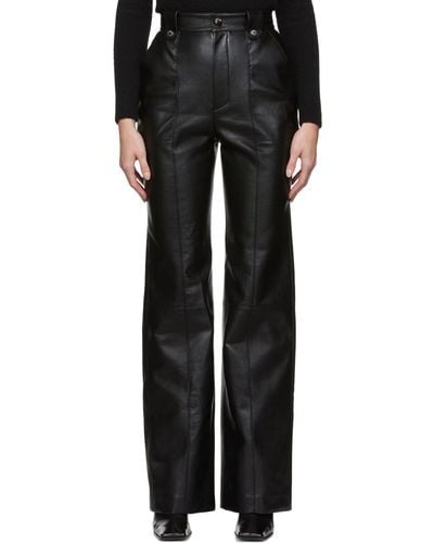 Nanushka Pantalon zelda noir en cuir synthétique