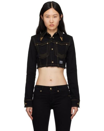 Versace Jeans Couture クロップド デニムジャケット - ブラック