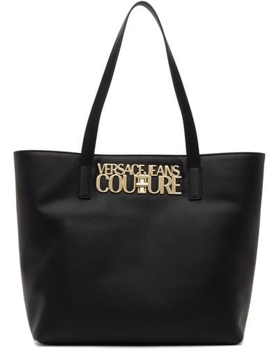 Versace Logo-plaque Faux-leather Tote Bag - Black
