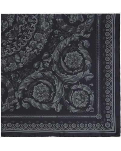 Versace Barocco Large Silk Scarf - Gray
