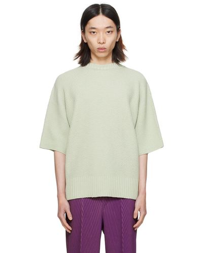 Homme Plissé Issey Miyake Homme Plissé Issey Miyake Green Rustic Knit Sweater - Multicolour