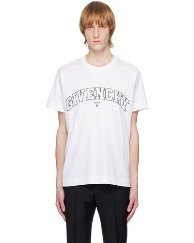 Givenchy Men's T-Shirt in Embroidered Jersey with Overlapped Effect - Grey - Size Medium