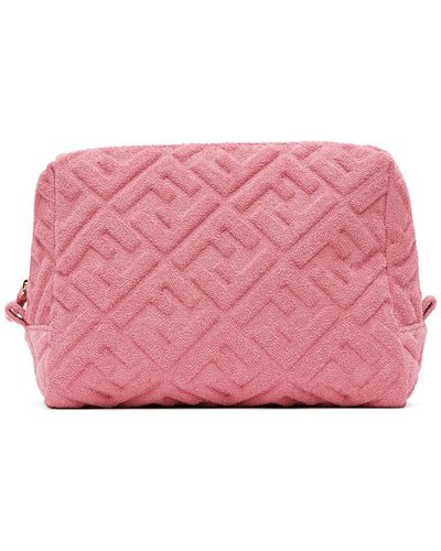 Fendi Large Ff 1974 Embossed Terry Pouch - Pink