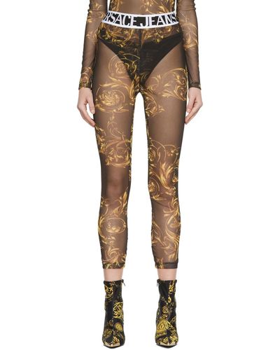 Versace Jeans Couture Black Printed Footless Tights