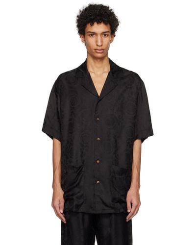 Versace Black Barocco Pyjama Shirt