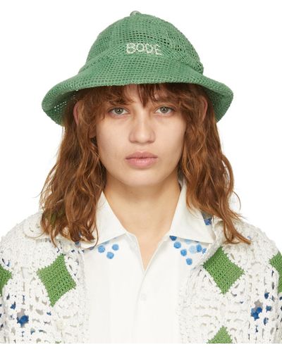 Bode Ssense Exclusive Mesh Bucket Hat - Green