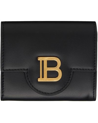 Balmain Portefeuille b-buzz noir en cuir