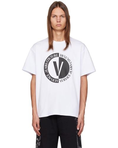 Versace ホワイト レターvエンブレム Tシャツ