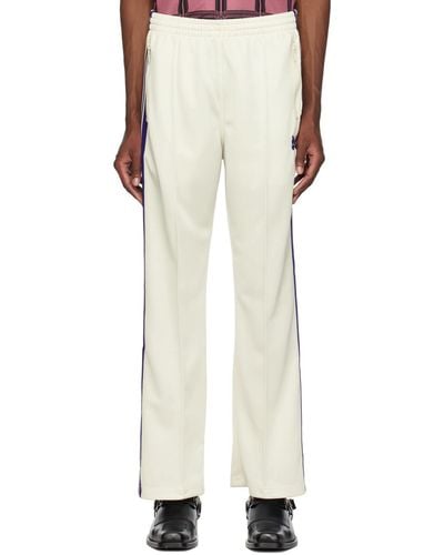 Needles Off- Embroide Track Trousers - White