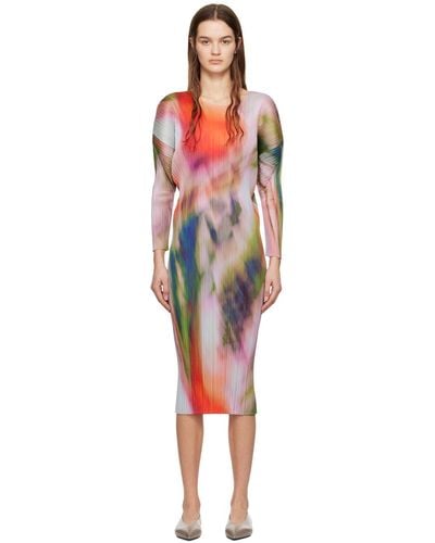 Pleats Please Issey Miyake Multicolour Turnip & Spinach Maxi Dress - Black