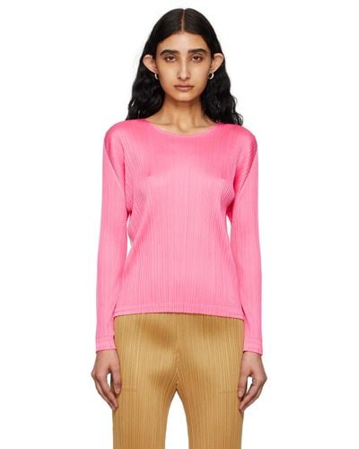 Pleats Please Issey Miyake Monthly Colors February Long Sleeve T-shirt - Pink
