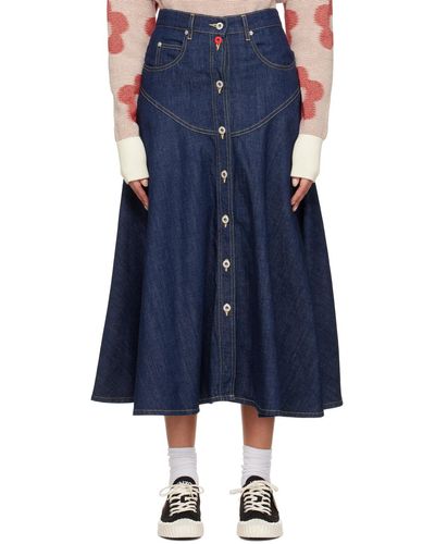 KENZO Blue Paris Flared Maxi Skirt