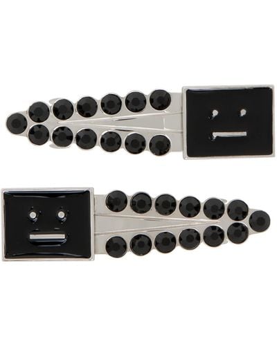 Acne Studios Two-pack & Silver Logo Hair Clips - Black