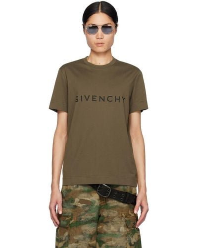 Givenchy カーキ スリムフィット Tシャツ - グリーン