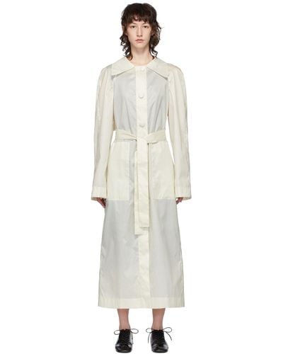 Lemaire Silk Waxed Trench Coat - White