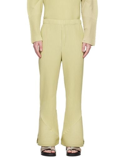 Homme Plissé Issey Miyake Homme Plissé Issey Miyake Green Stem Trousers - Yellow