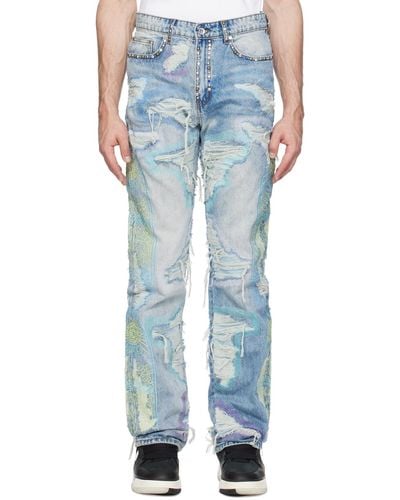 Who Decides War Embroidered Jeans - Blue