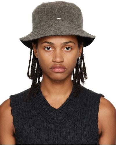 Our Legacy Gray Hairy Bucket Hat - Black