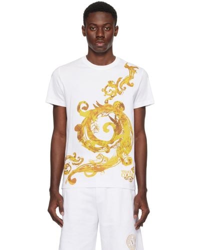 Versace ホワイト Watercolor Couture Tシャツ - マルチカラー