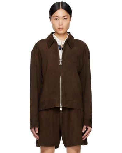 Commas Zip Leather Jacket - Brown