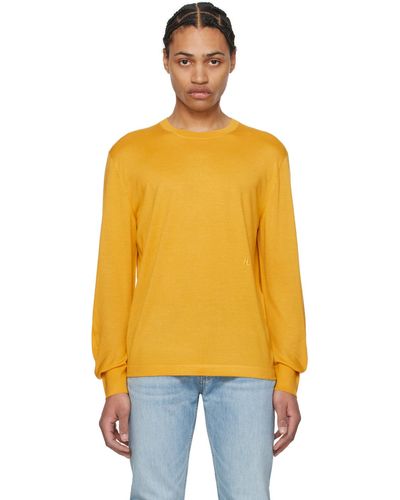 Helmut Lang Yellow Curved Sleeve Sweater - Orange