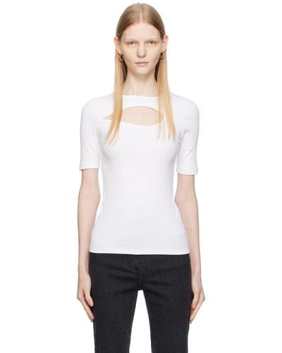 REMAIN Birger Christensen White Cutout T-shirt - Black