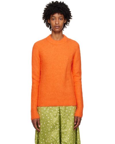 Ganni Long-sleeved Knitted Jumper - Orange
