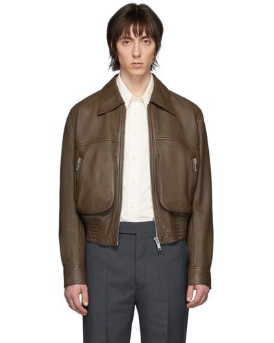 Lemaire Brown Leather Blouson Jacket