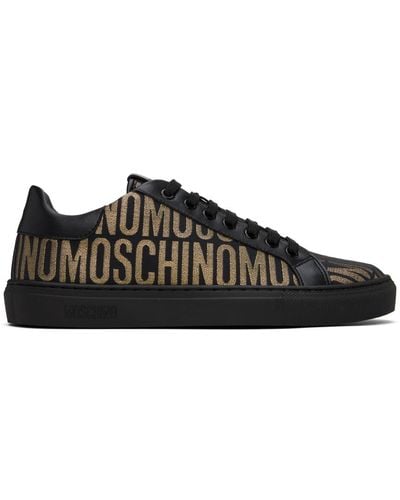 Moschino Black & Gold Allover Logo Trainers
