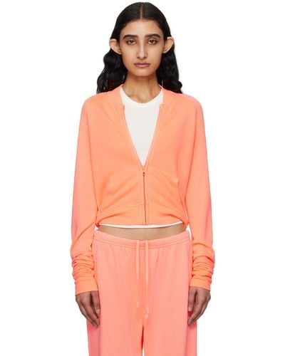 Skims Modal French Terry Shrunken Zip Up Sweatshirt - Orange
