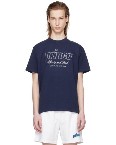Sporty & Rich Sportyrich t-shirt bleu marine à logo et à texte édition prince
