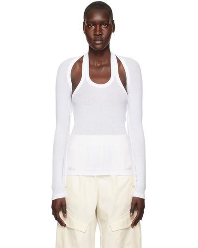 Dion Lee T-shirt à manches longues modulaire blanc - Noir