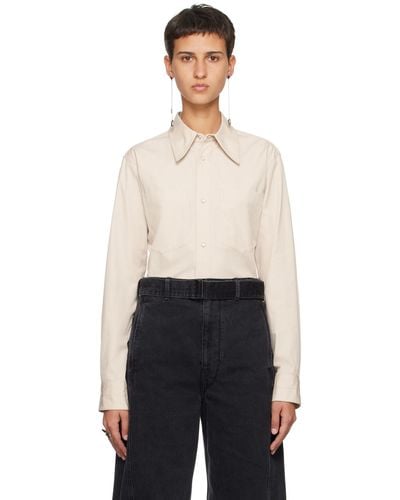Lemaire Beige Pointed Collar Shirt - Black