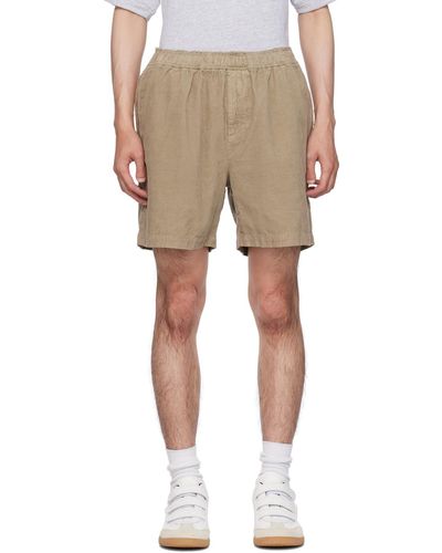 John Elliott Taupe Frayed Shorts - Natural