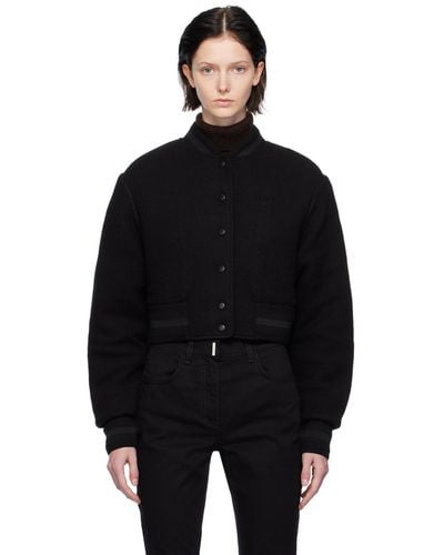 Givenchy Black Cropped Varsity Bomber Jacket