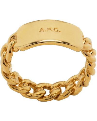 A.P.C. . Gold Darwin Ring - Metallic