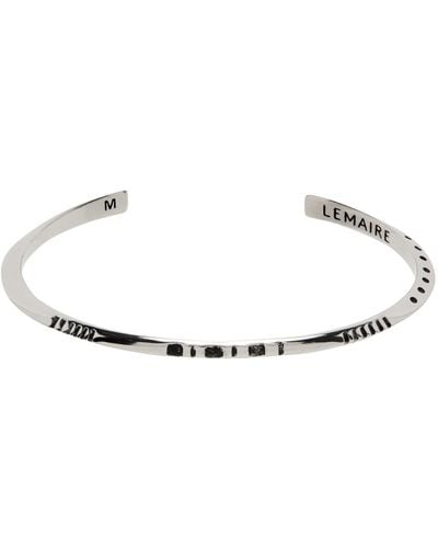 Lemaire Silver Twisted Stripes Bracelet - Black
