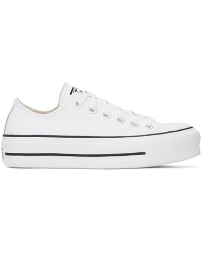 Converse White Chuck Taylor All Star Platform Leather Sneakers - Black