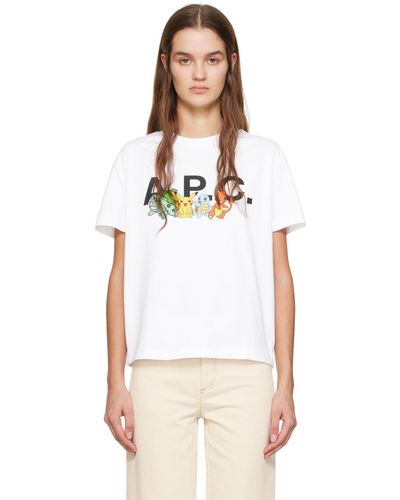 A.P.C. T-shirt blanc à image à logo - pokémon