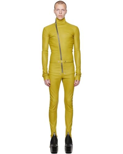 Rick Owens Green Gary Leather Jumpsuit - Yellow