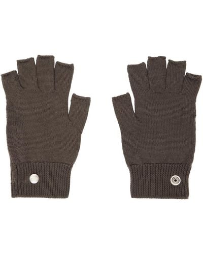 Rick Owens Grey Fingerless Gloves - Black
